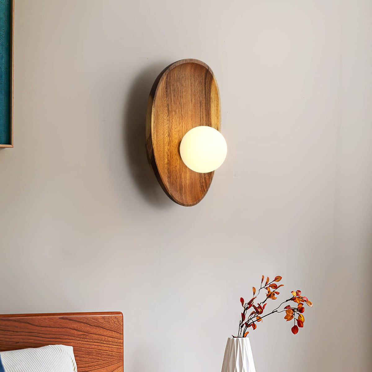 Sylaise zeitgenössische minimalistische Wandleuchte aus Holz und Glas