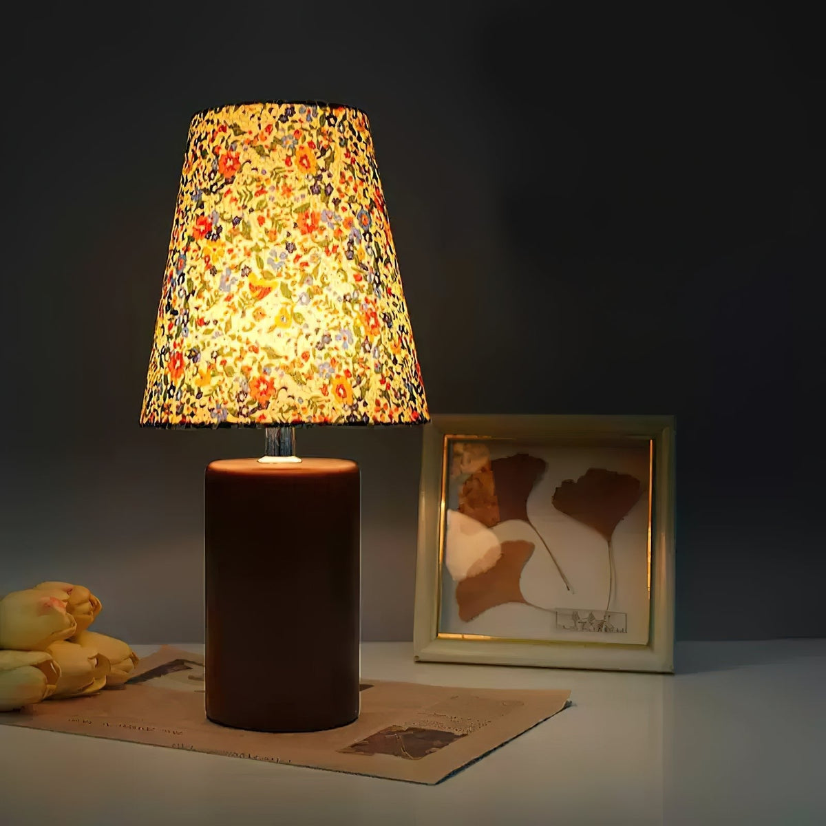 Elvivelia Vintage-Holz-Tischleuchte