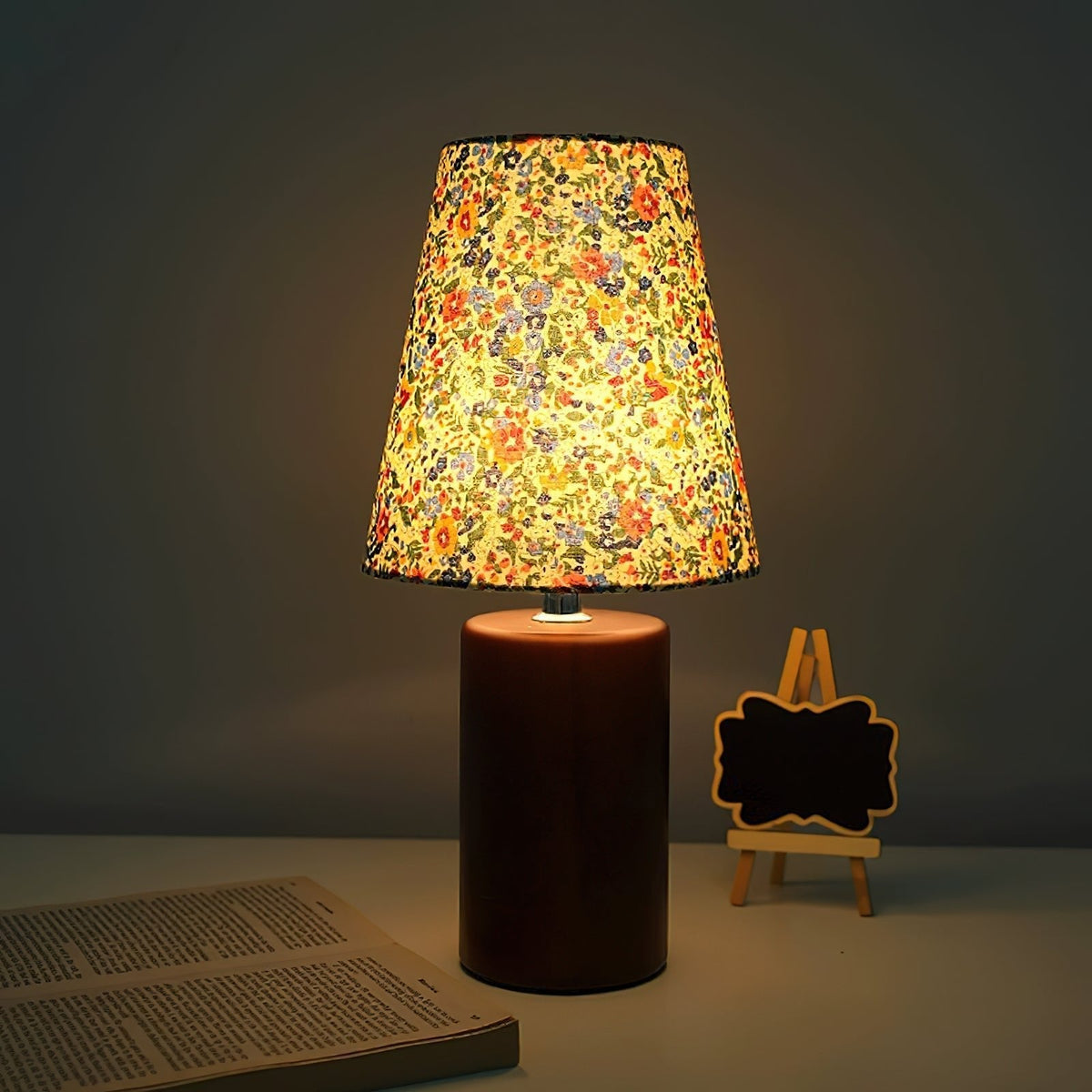 Elvivelia Vintage-Holz-Tischleuchte
