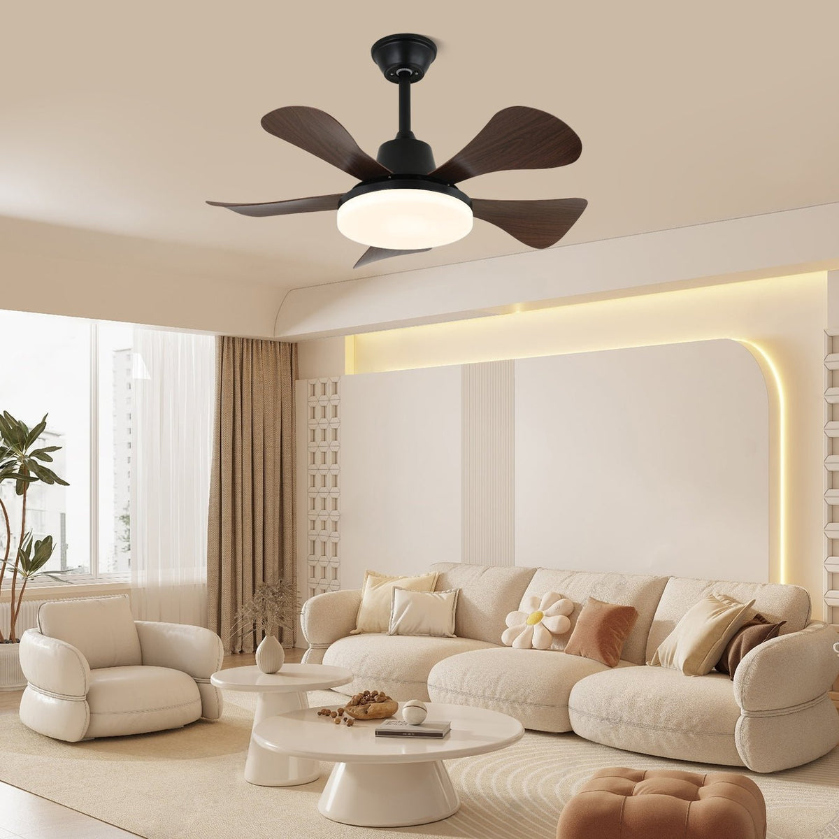 Aveline Deckenventilator mit Beleuchtung aus Holz-Holz