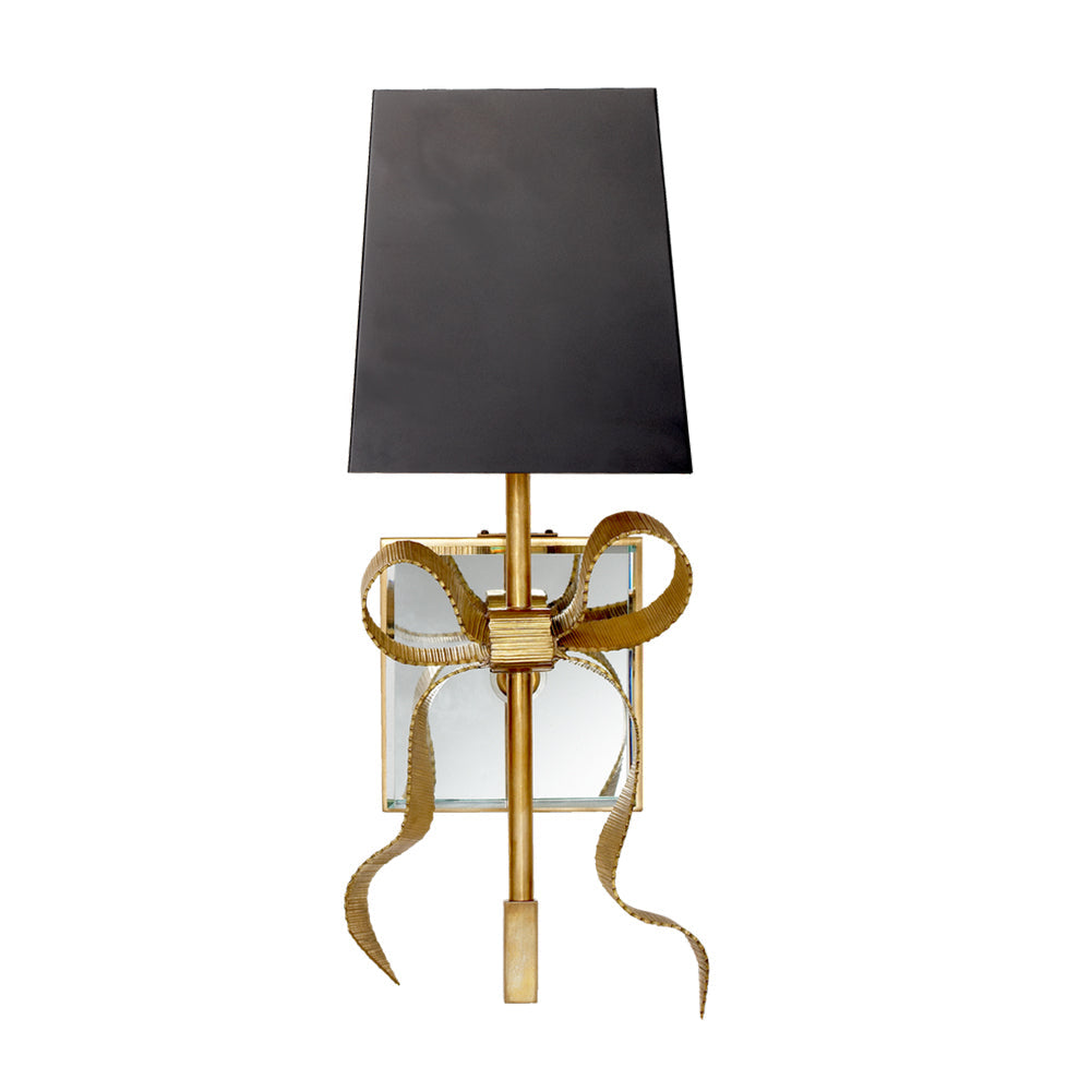 Leko Wandleuchte mit schwarzem Lampenschirm und goldener Bogenverzierung