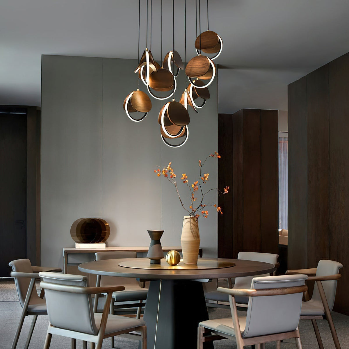 Avvelen Geometrische Pendelleuchte aus Holz