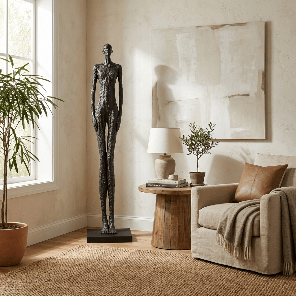 Eldrin Stehleuchte in elongierter Form mit Skulpturen-Design