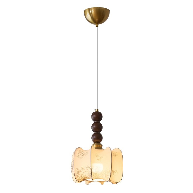 Avshaara Traditionelle Eleganz Vintage-Stoff-Holz-Pendelleuchte