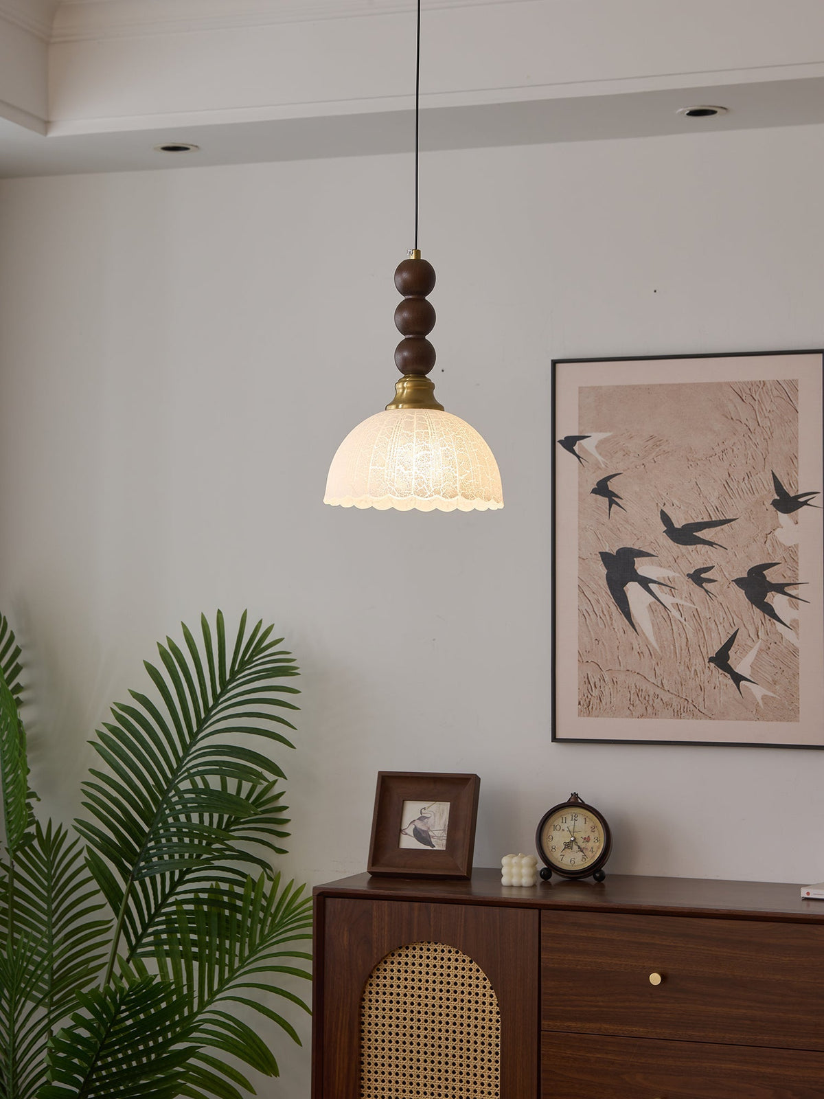 Avshaara Traditionelle Eleganz Vintage-Stoff-Holz-Pendelleuchte