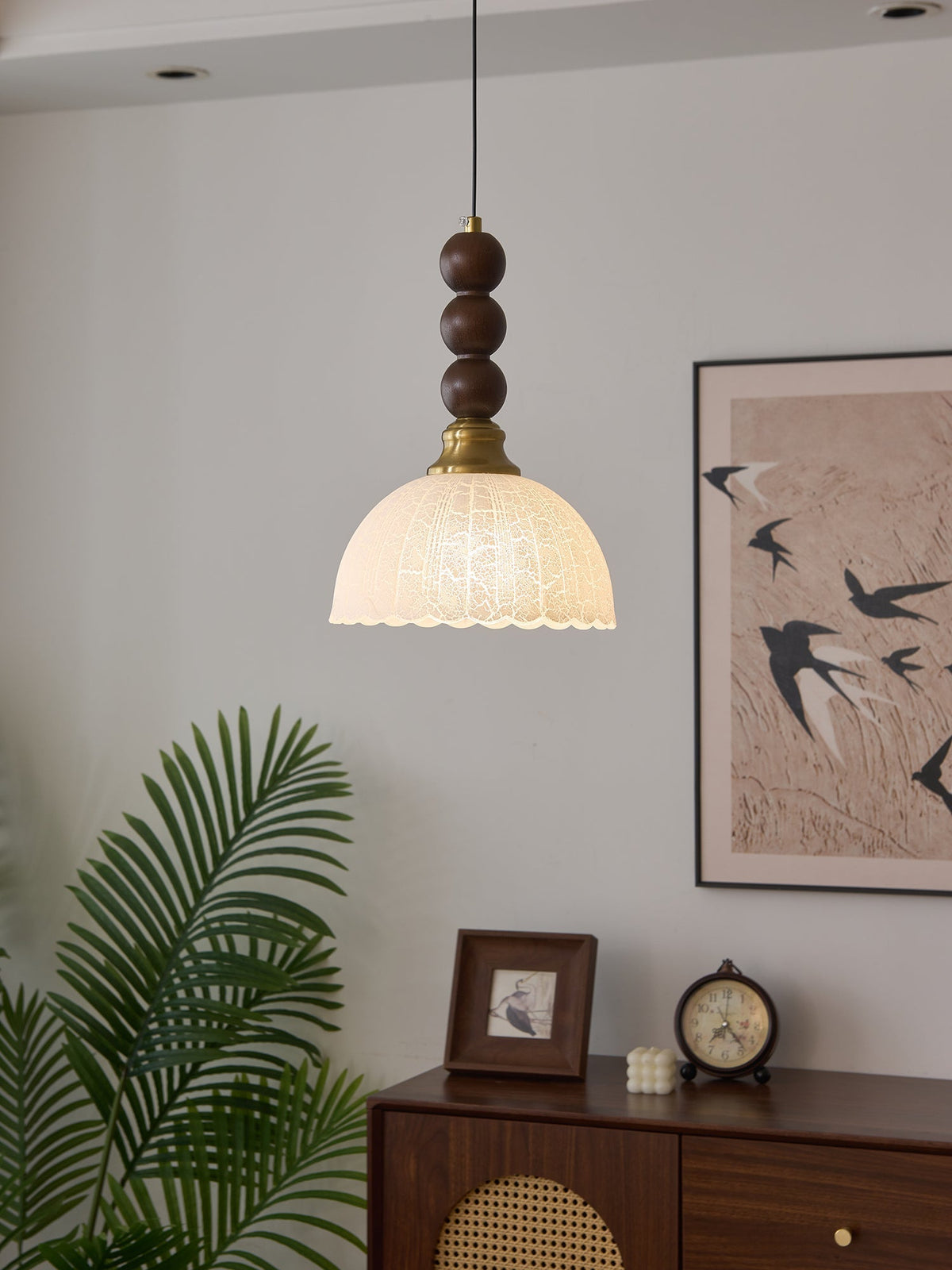 Avshaara Traditionelle Eleganz Vintage-Stoff-Holz-Pendelleuchte