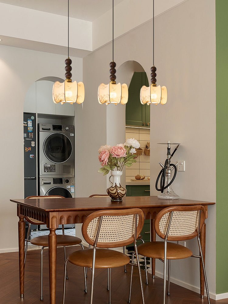 Avshaara Traditionelle Eleganz Vintage-Stoff-Holz-Pendelleuchte