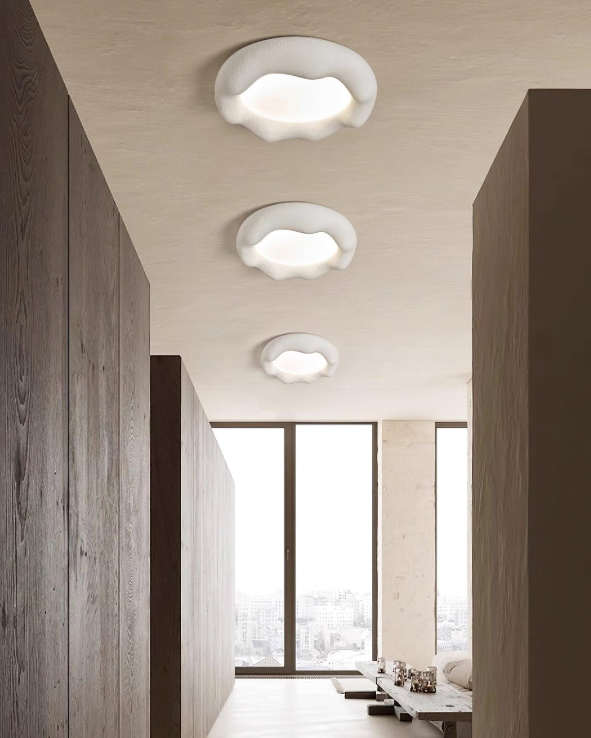 Deckenleuchte Organic Kunstharz und Fiberglas-Fixture in Beige