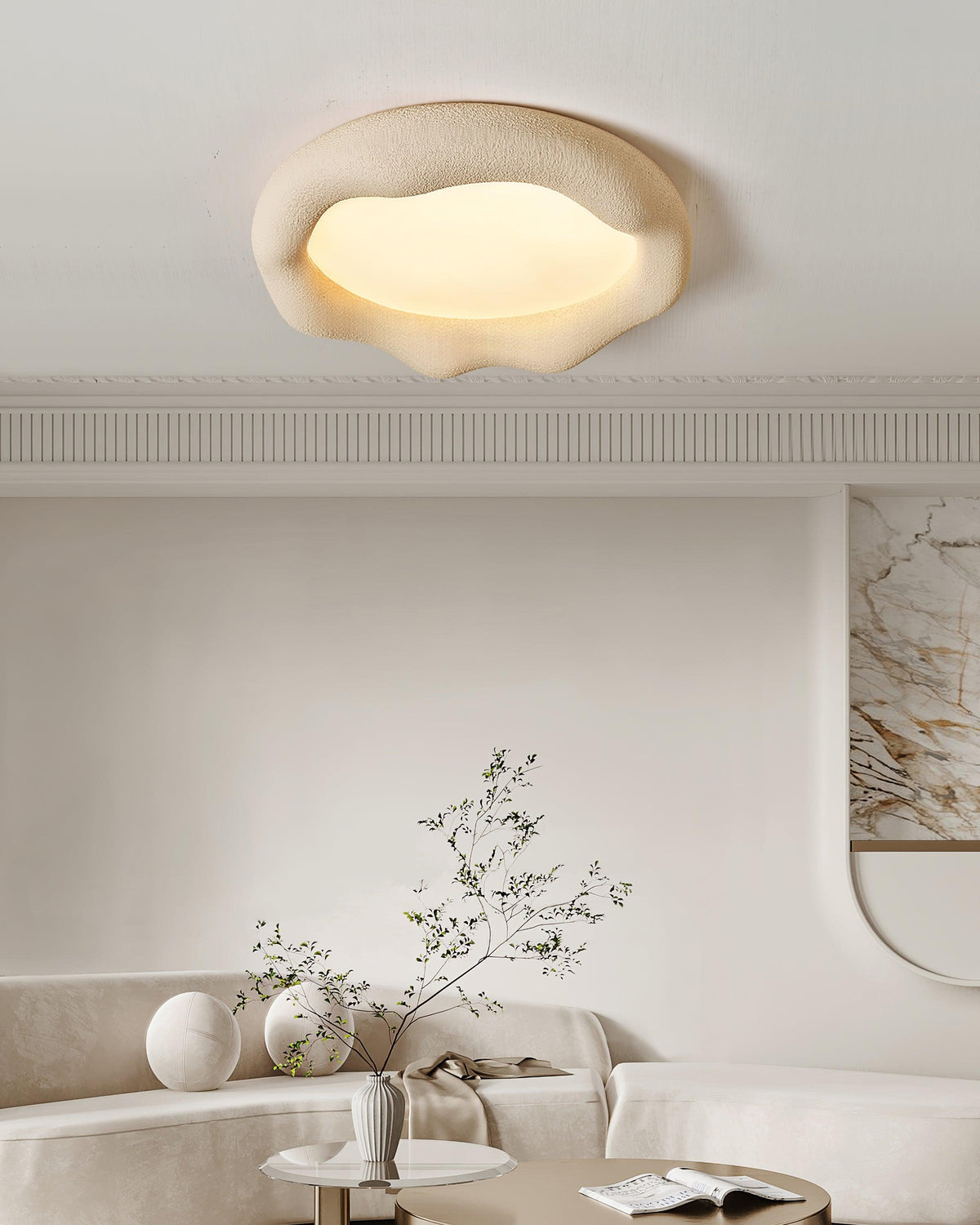 Deckenleuchte Organic Kunstharz und Fiberglas-Fixture in Beige