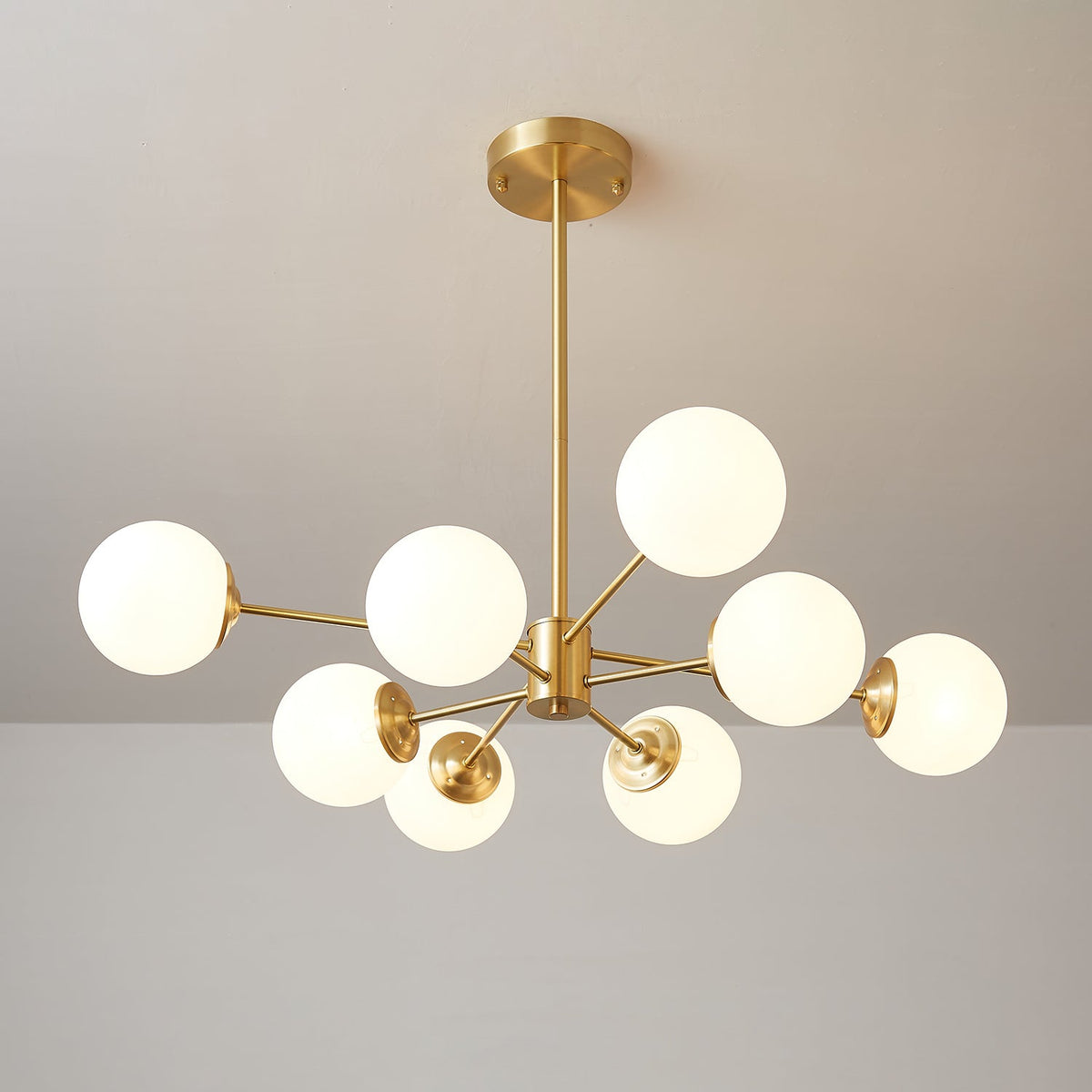 Velirora Kronleuchter Elysium Messing Mattiertes Glas Kugeln