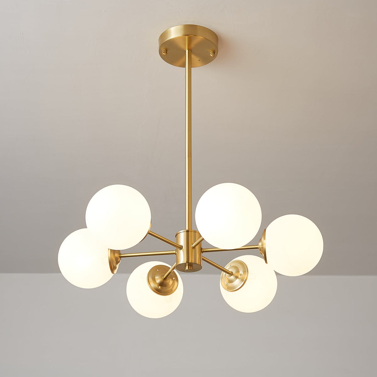 Velirora Kronleuchter Elysium Messing Mattiertes Glas Kugeln