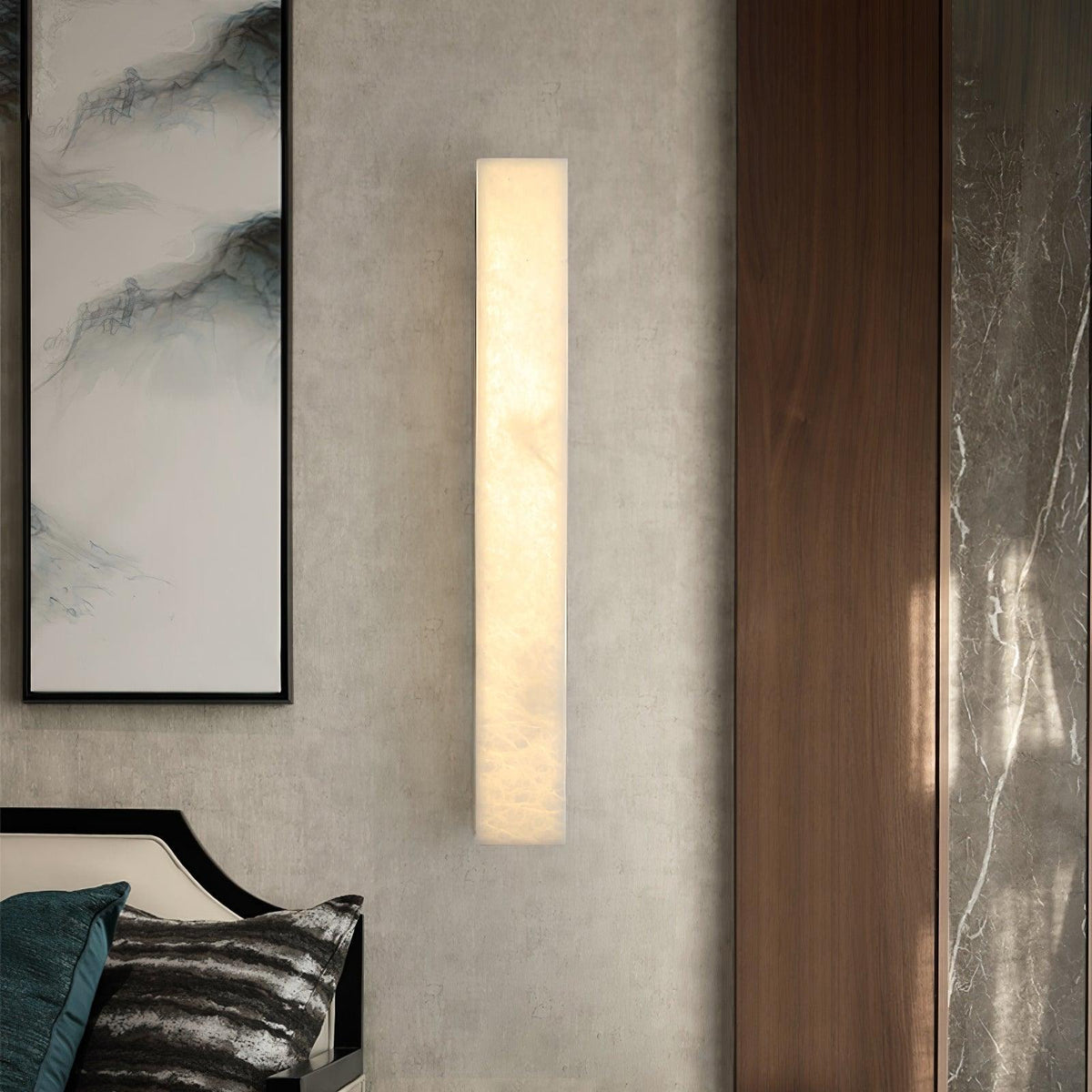 Quill Wandleuchte aus Messing mit Alabaster-Lampenschirm
