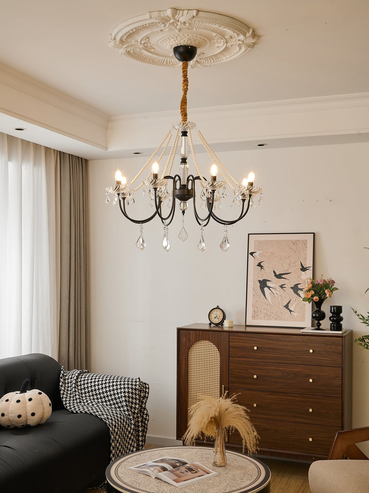 Cisoren Kronleuchter im postmodernen Luxus-Stil mit Kristallperlen