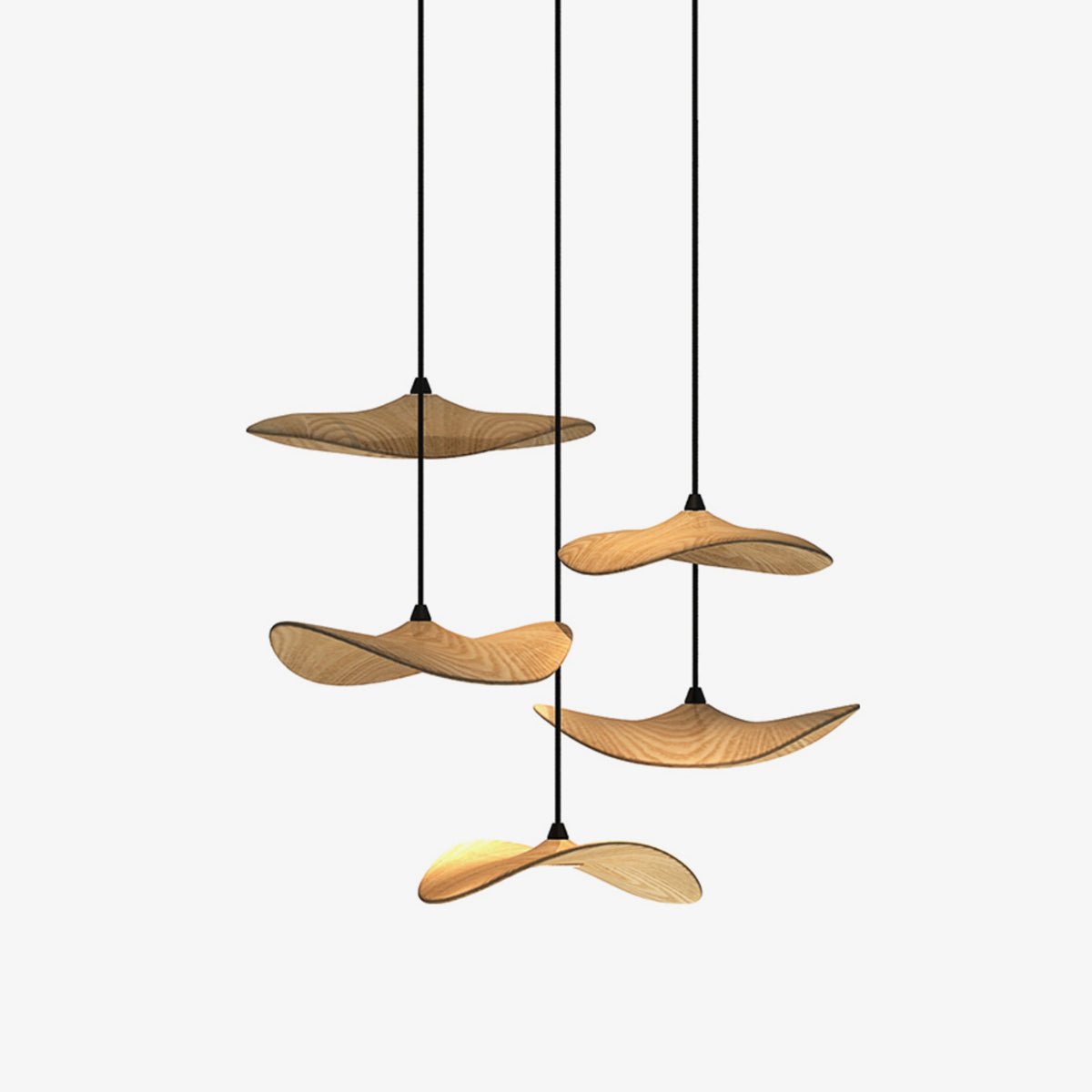 Abbott Kronleuchter zeitgenössisch minimalistisch leerer Blatt Holz