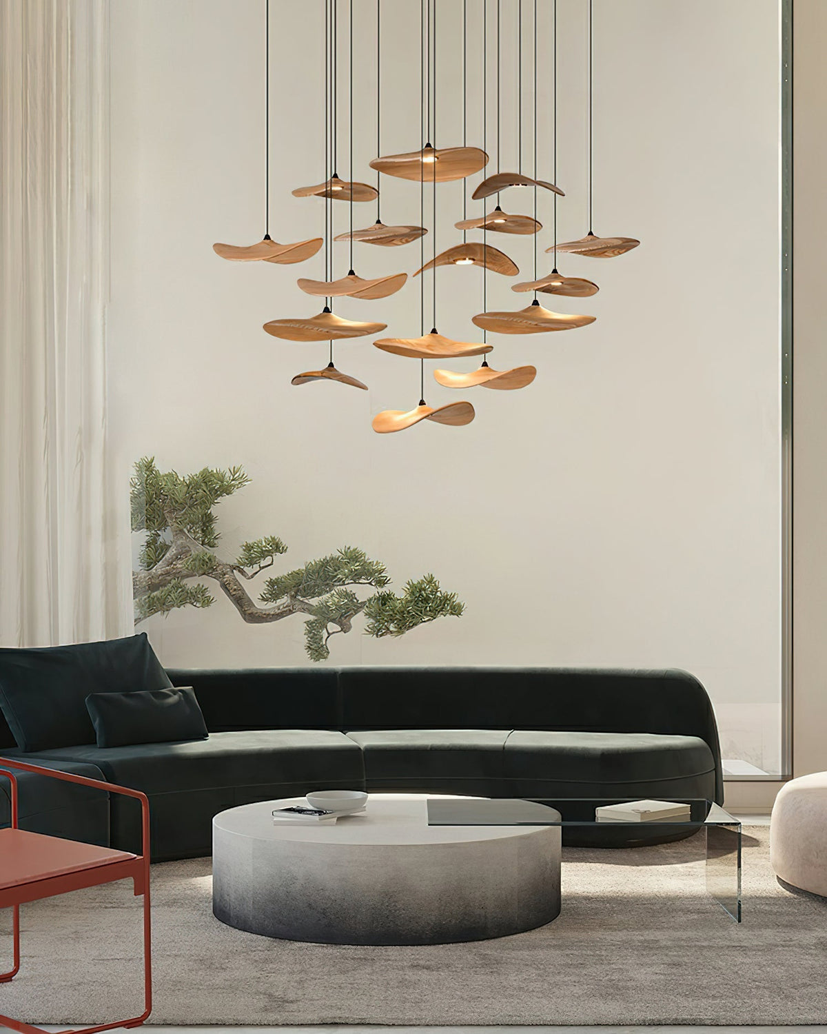 Abbott Kronleuchter zeitgenössisch minimalistisch leerer Blatt Holz