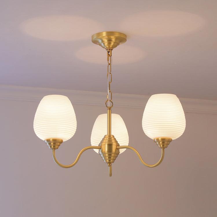 Celenian Kronleuchter Antikmessing Weißes Glas