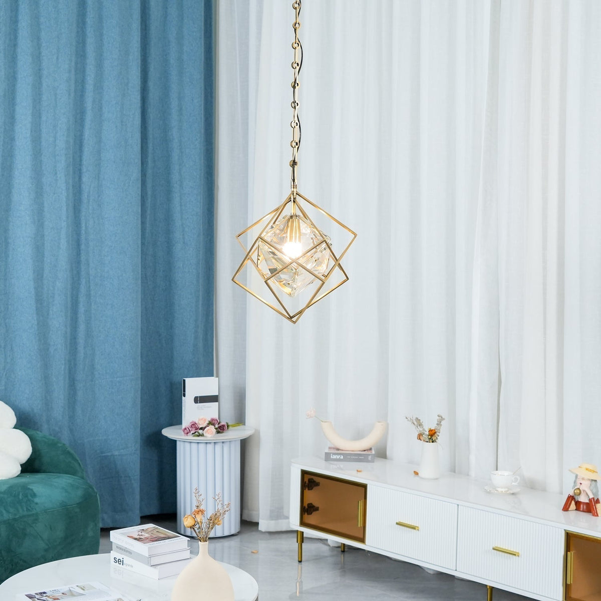 Zovin Messing & Kristall Glam Pendelleuchte