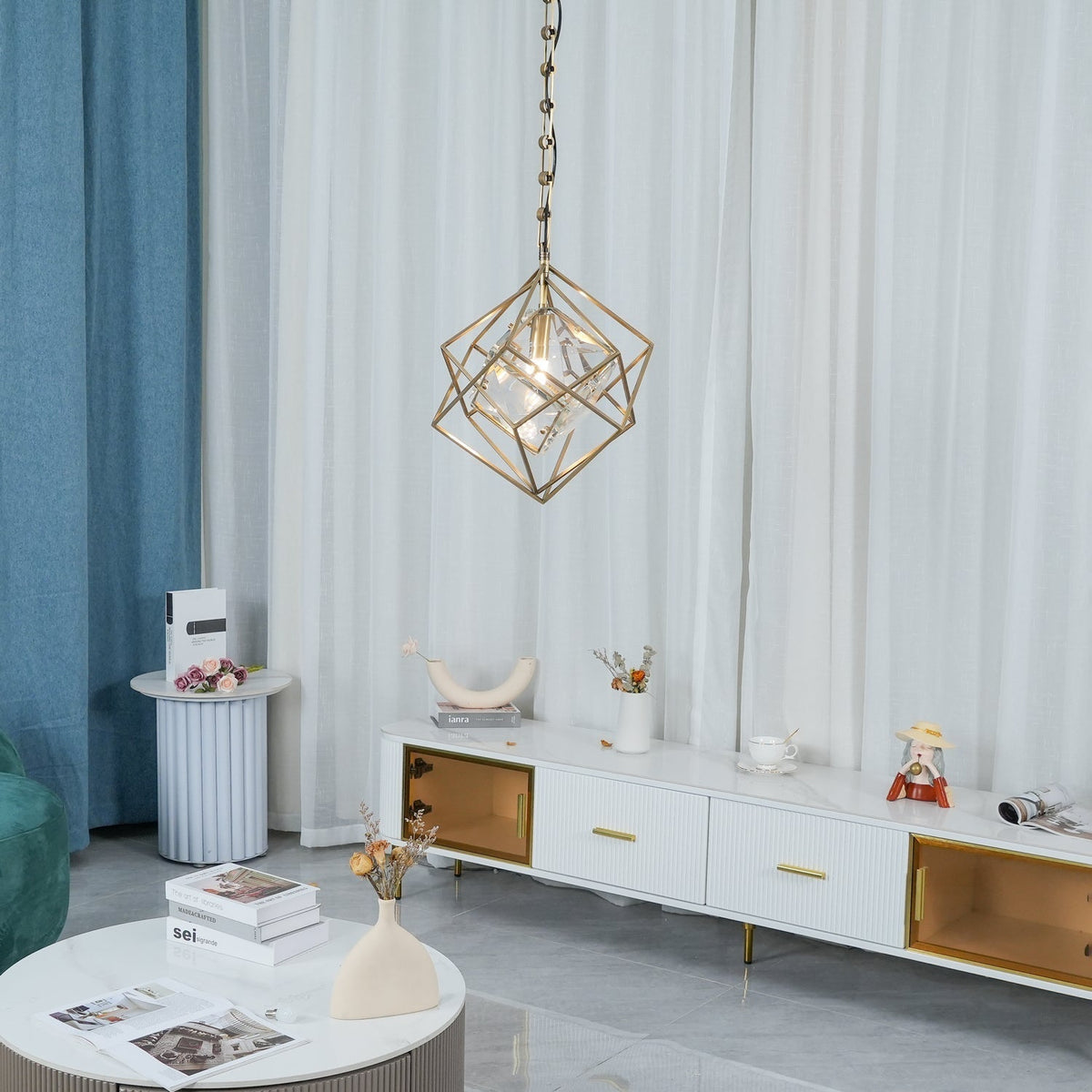 Zovin Messing & Kristall Glam Pendelleuchte