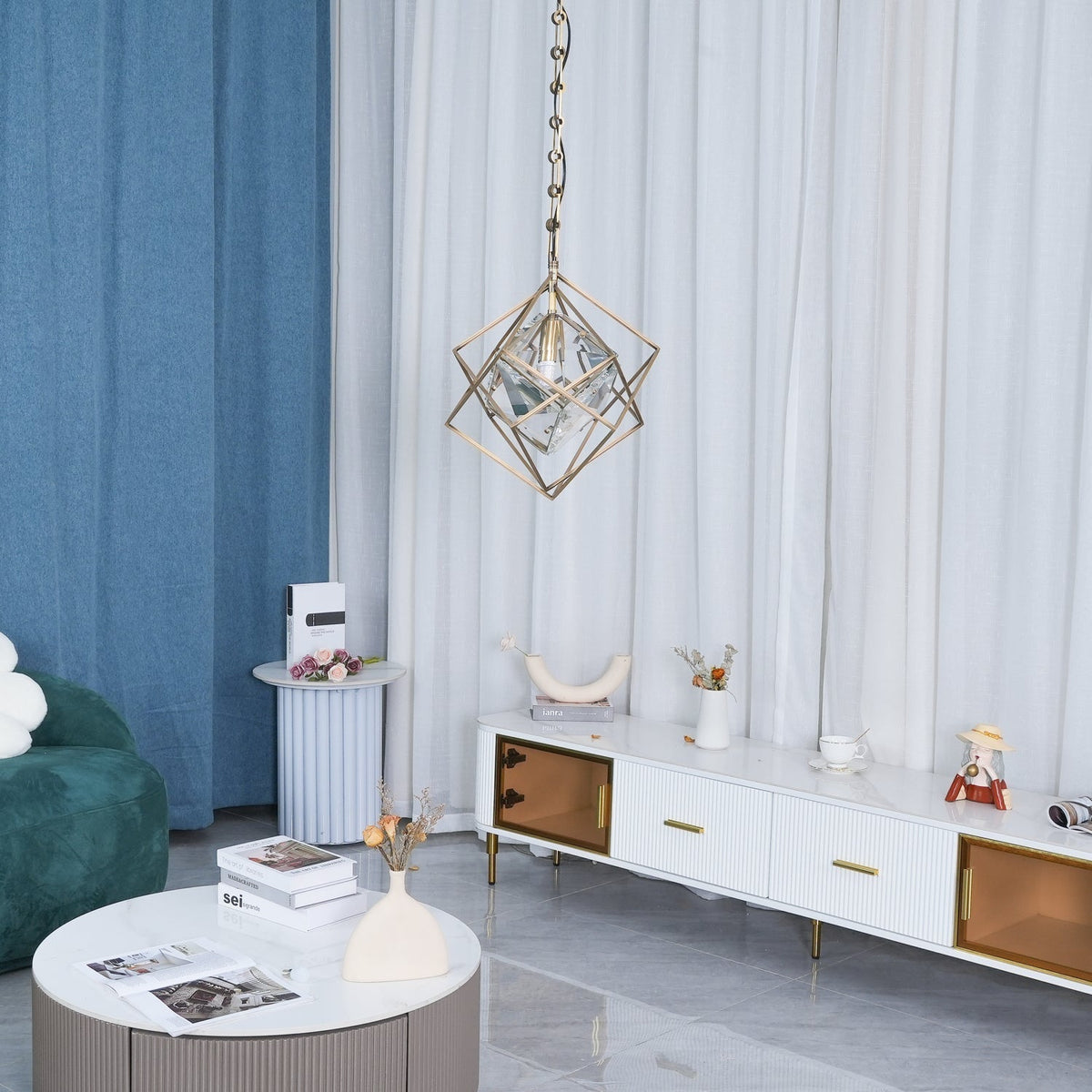 Zovin Messing & Kristall Glam Pendelleuchte