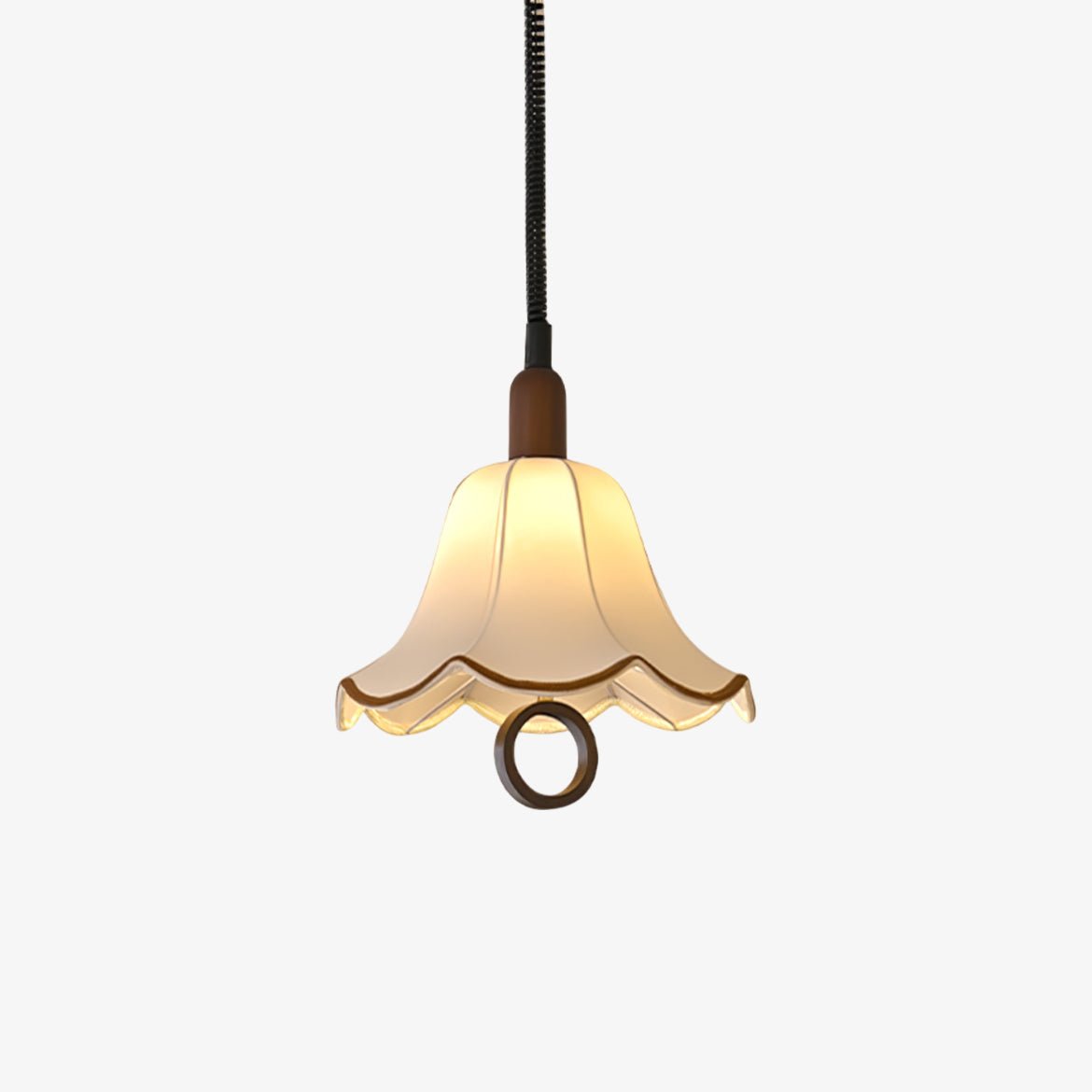 Eurvaryra Pendelleuchte aus Stoff und Holz im klassischen eleganten Stil