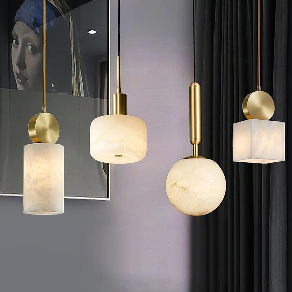Nore Zylinder aus Alabaster Pendelleuchte