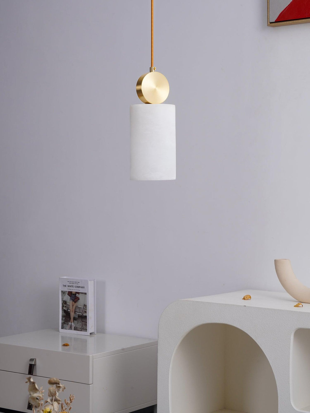 Nore Zylinder aus Alabaster Pendelleuchte