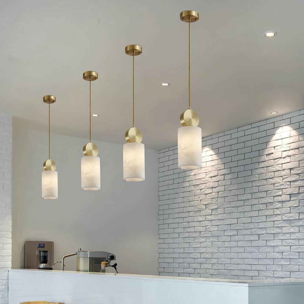Nore Zylinder aus Alabaster Pendelleuchte