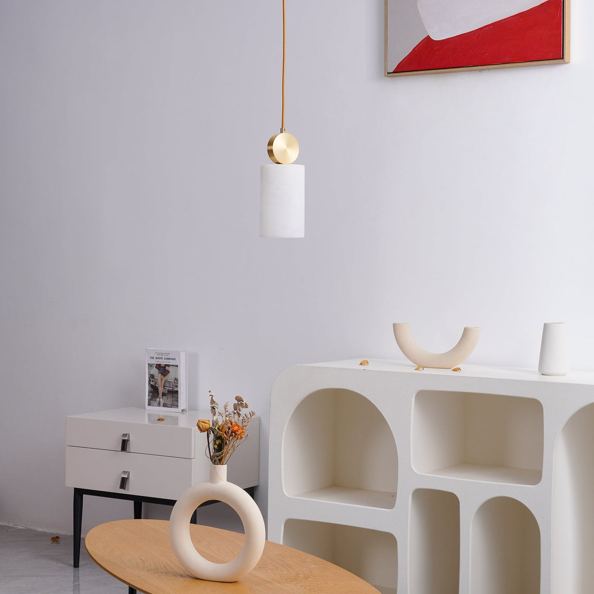 Salen Pendelleuchte Alabaster & Messing