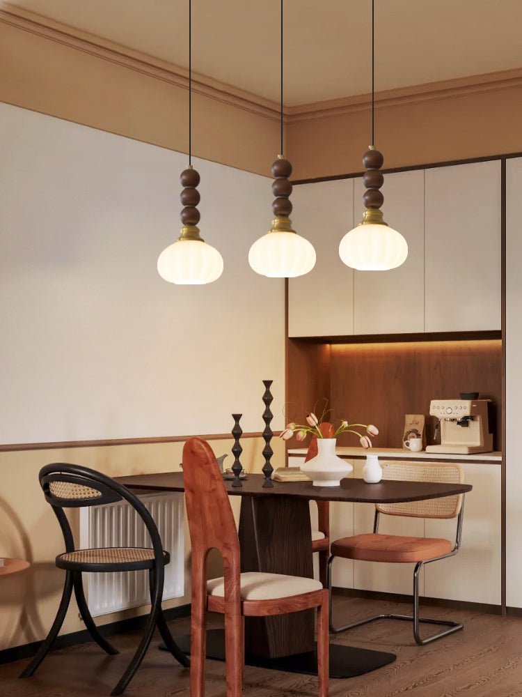 Vothaila Pendelleuchte im Vintage-Stil aus Glas und Holz