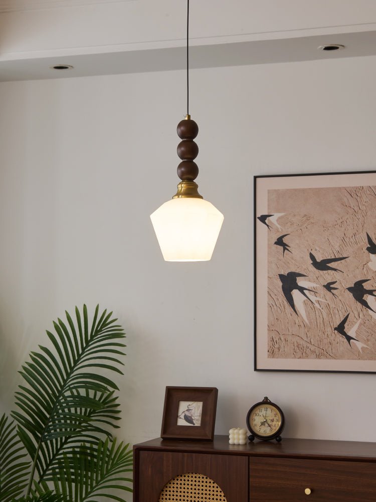 Vothaila Pendelleuchte im Vintage-Stil aus Glas und Holz