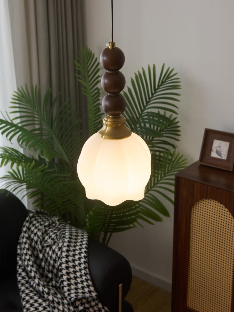 Vothaila Pendelleuchte im Vintage-Stil aus Glas und Holz