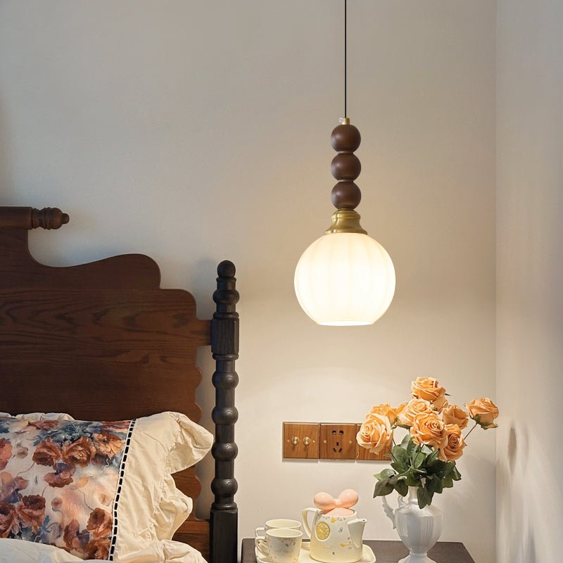 Vothaila Pendelleuchte im Vintage-Stil aus Glas und Holz