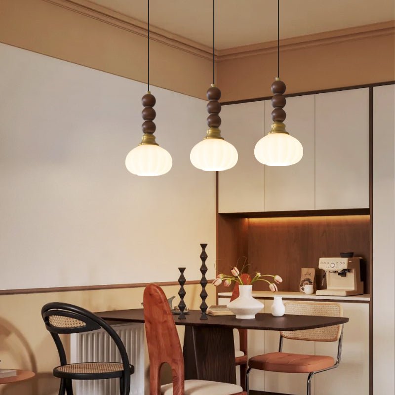 Vothaila Pendelleuchte im Vintage-Stil aus Glas und Holz