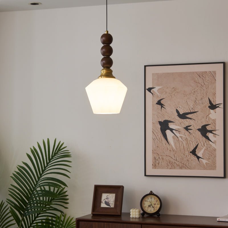 Vothaila Pendelleuchte im Vintage-Stil aus Glas und Holz