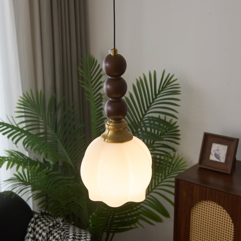 Vothaila Pendelleuchte im Vintage-Stil aus Glas und Holz