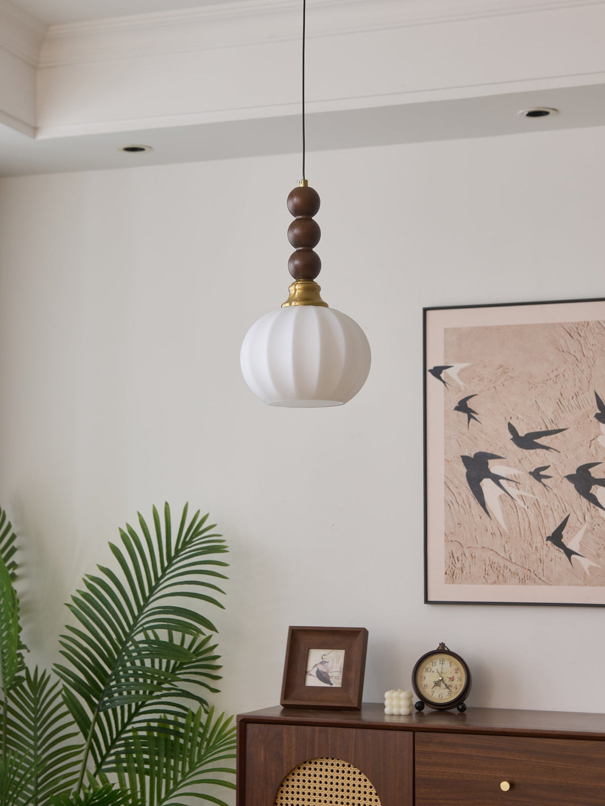 Vothaila Pendelleuchte im Vintage-Stil aus Glas und Holz