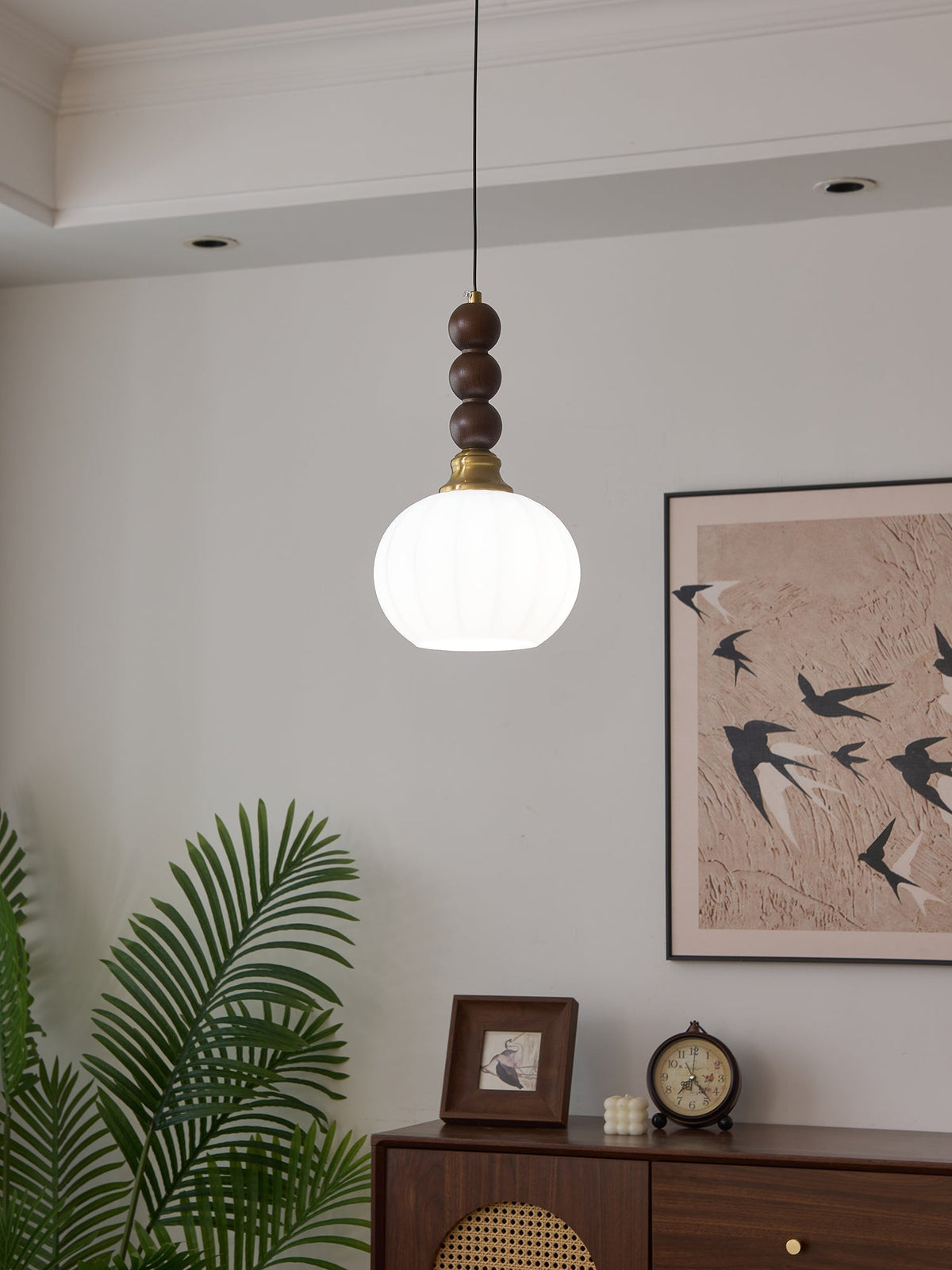 Vothaila Pendelleuchte im Vintage-Stil aus Glas und Holz