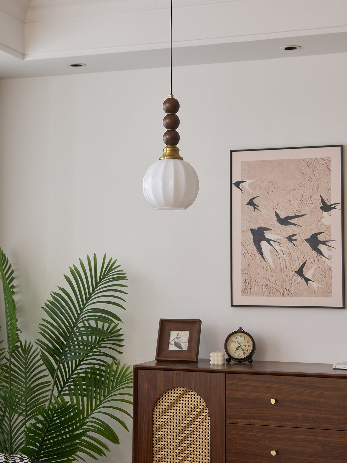 Vothaila Pendelleuchte im Vintage-Stil aus Glas und Holz