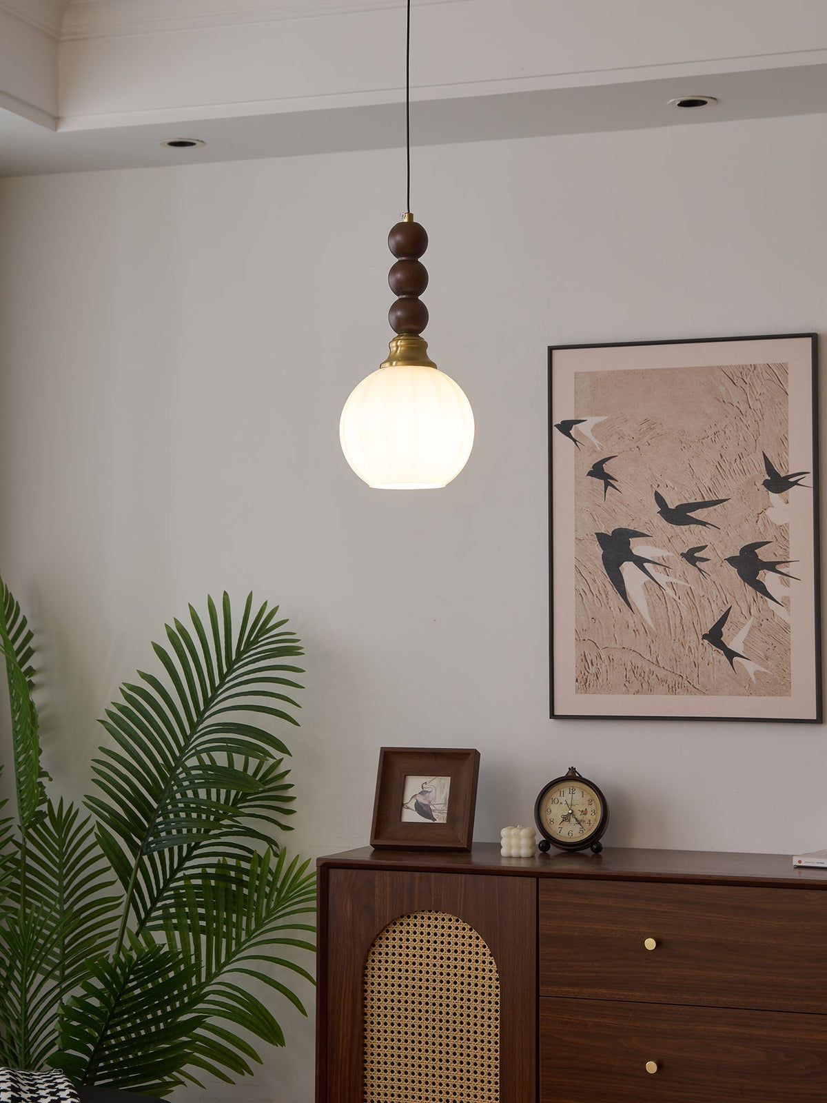 Vothaila Pendelleuchte im Vintage-Stil aus Glas und Holz
