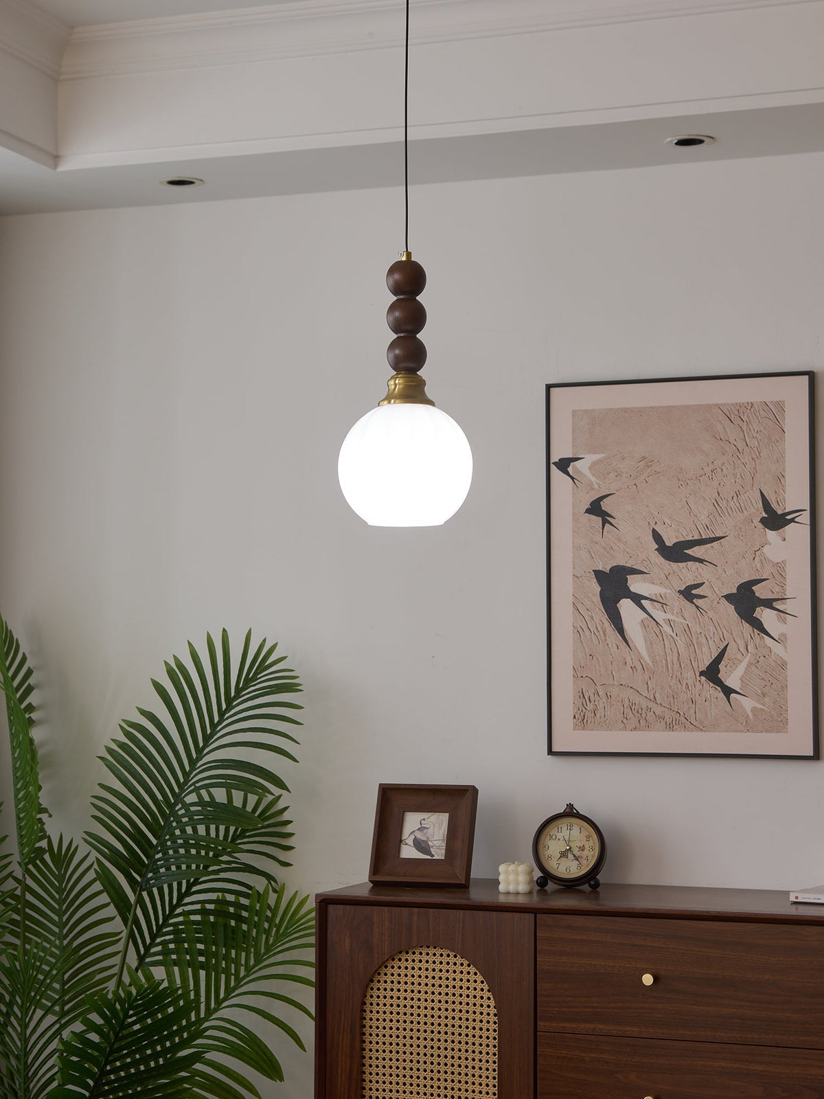 Vothaila Pendelleuchte im Vintage-Stil aus Glas und Holz