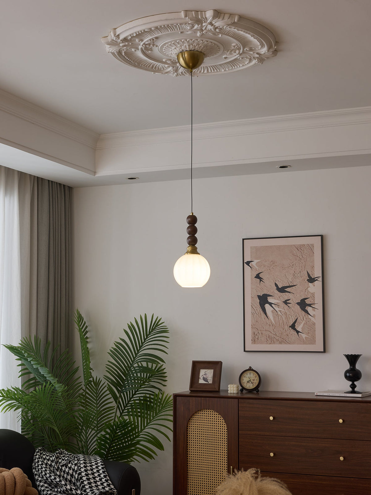 Vothaila Pendelleuchte im Vintage-Stil aus Glas und Holz
