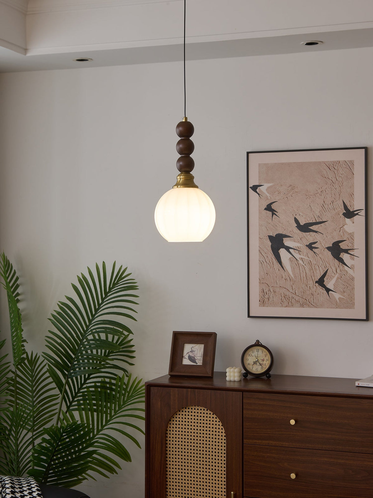 Vothaila Pendelleuchte im Vintage-Stil aus Glas und Holz
