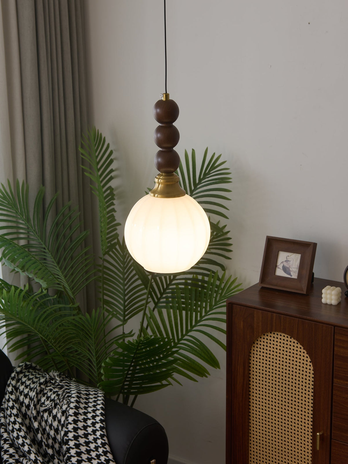 Vothaila Pendelleuchte im Vintage-Stil aus Glas und Holz