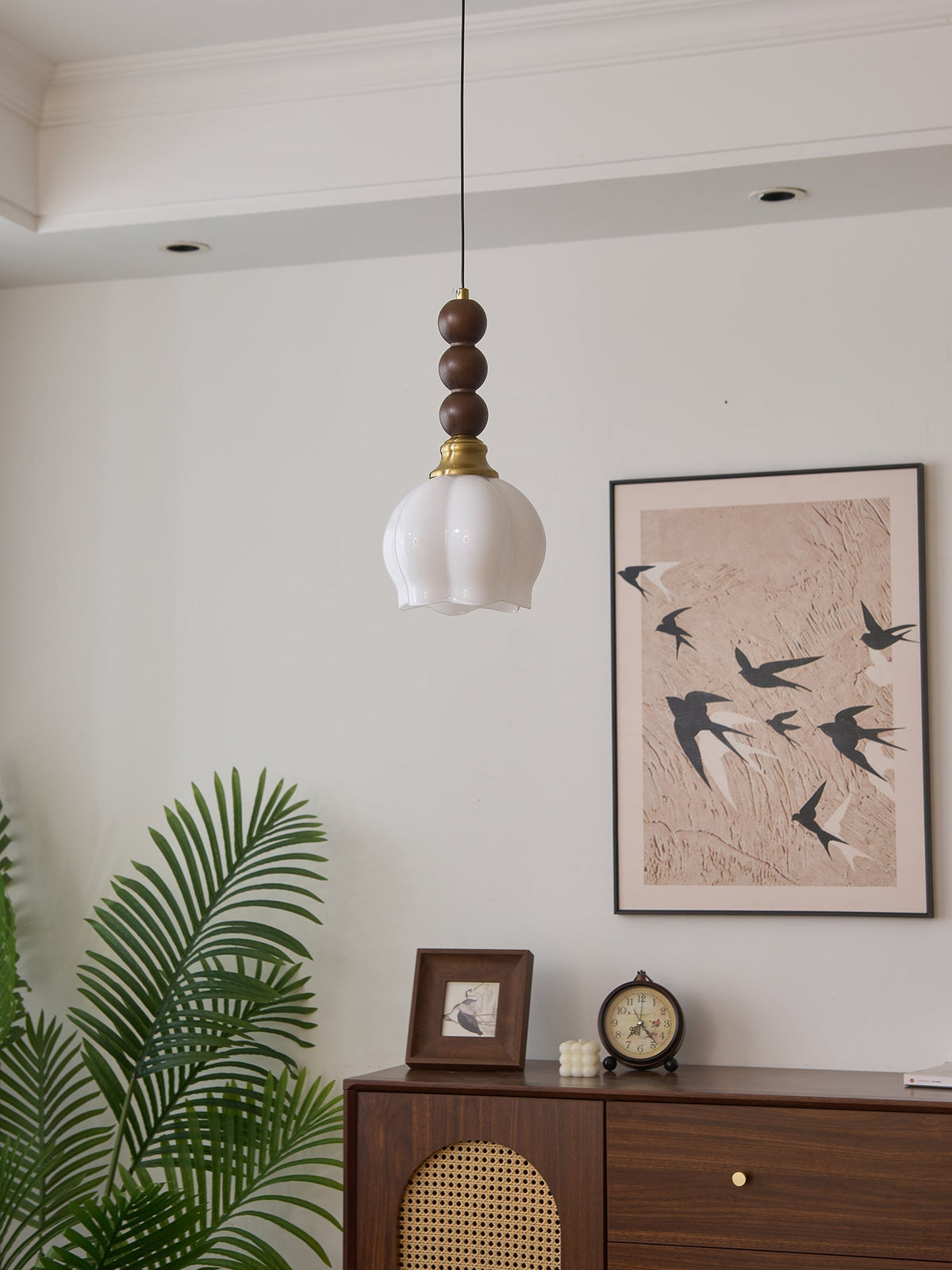 Vothaila Pendelleuchte im Vintage-Stil aus Glas und Holz