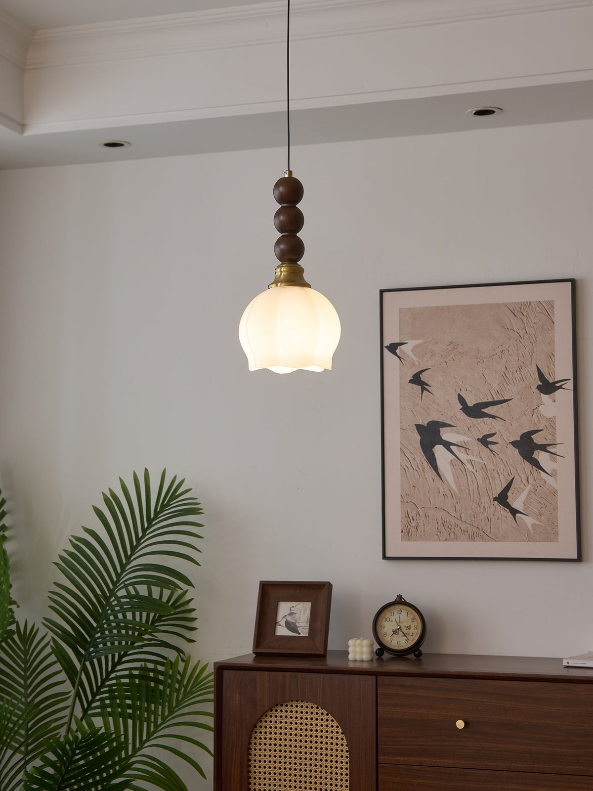 Vothaila Pendelleuchte im Vintage-Stil aus Glas und Holz