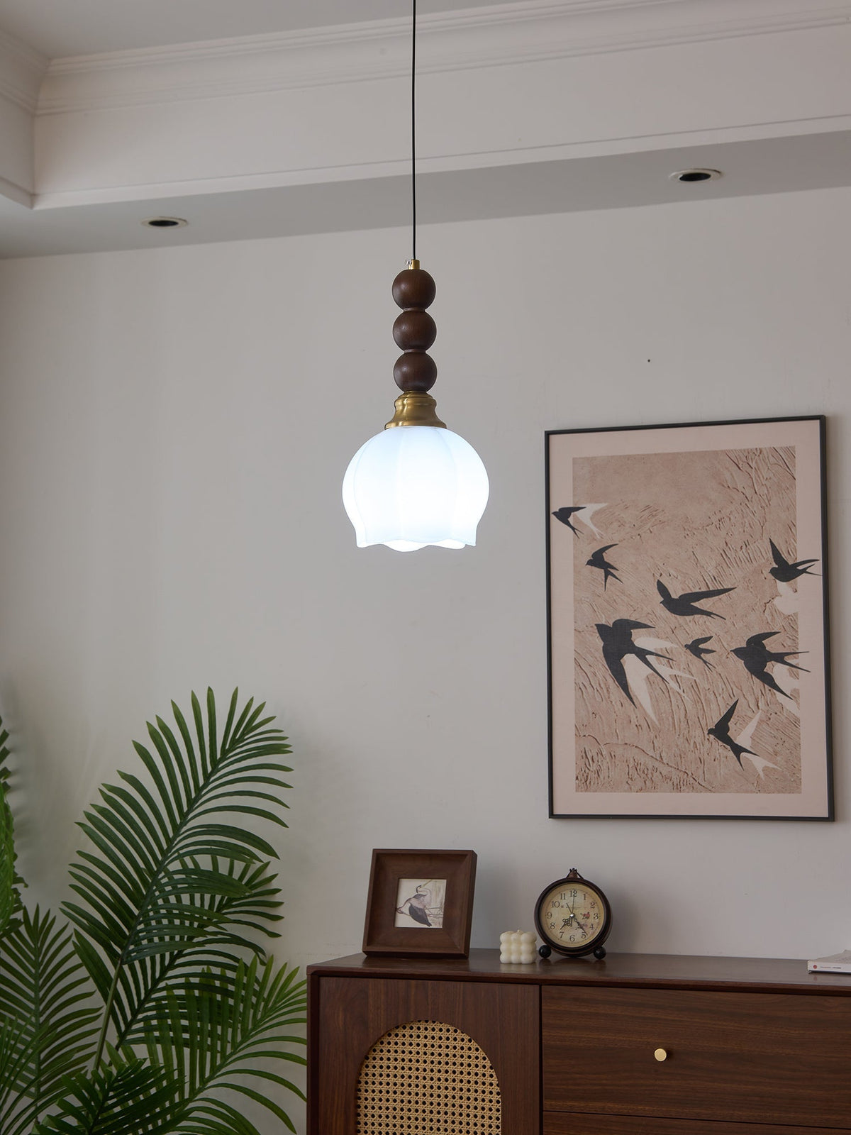 Vothaila Pendelleuchte im Vintage-Stil aus Glas und Holz