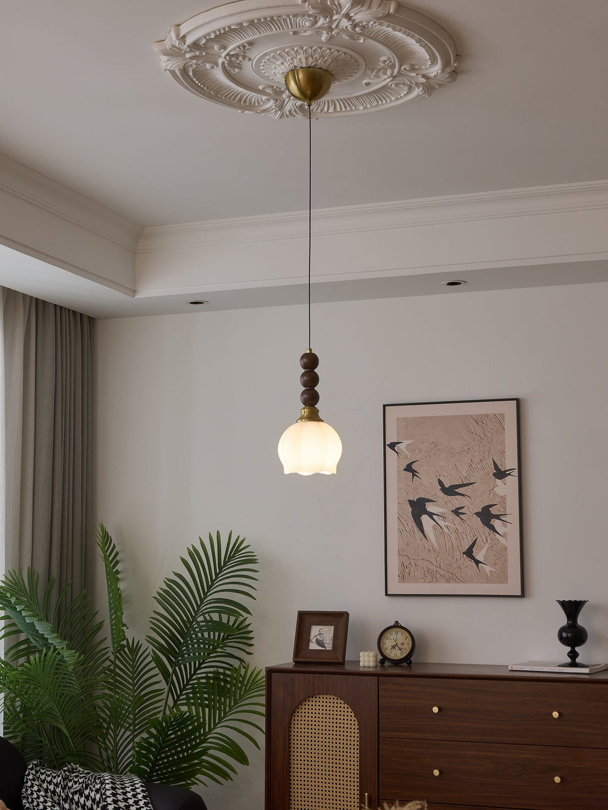 Vothaila Pendelleuchte im Vintage-Stil aus Glas und Holz