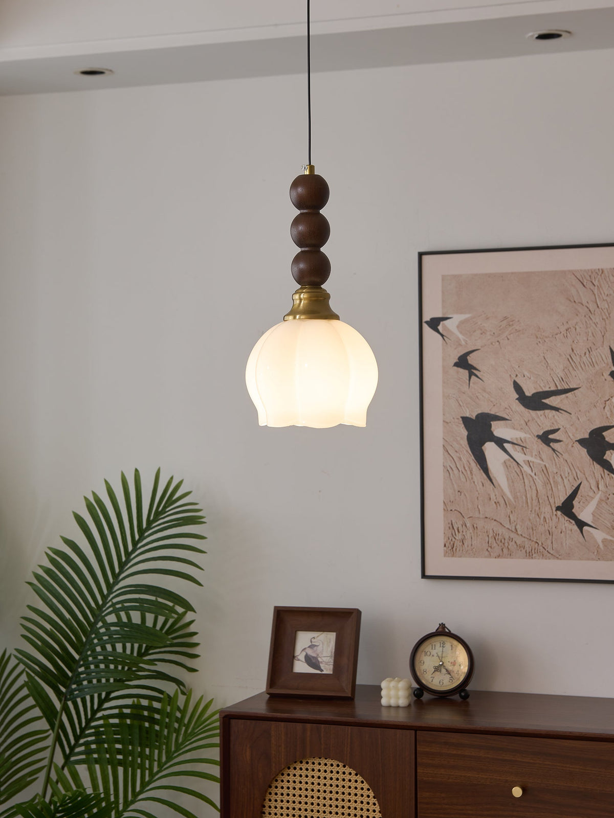 Vothaila Pendelleuchte im Vintage-Stil aus Glas und Holz