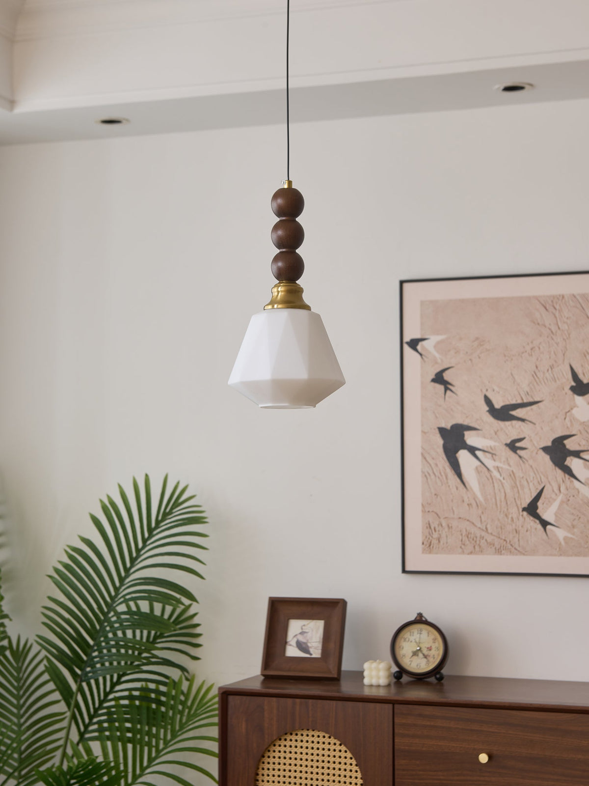Vothaila Pendelleuchte im Vintage-Stil aus Glas und Holz
