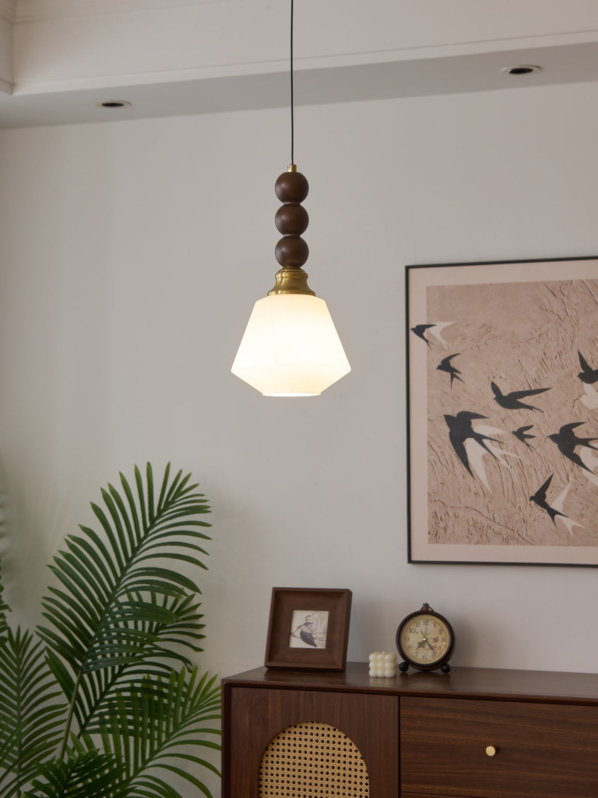 Vothaila Pendelleuchte im Vintage-Stil aus Glas und Holz